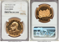 Republic 4-Piece Certified gold Proof Francs Set 1960 NGC, 1) 10 Francs - PR68 Ultra Cameo, KM1. AGW 0.1215 oz 2) 25 Francs - PR67 Ultra Cameo, KM2. A...