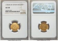 Charles III gold Escudo 1785 M-DV AU58 NGC, Madrid mint, KM416.1.

HID09801242017

© 2020 Heritage Auctions | All Rights Reserved