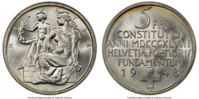 Confederation 5 Francs 1948-B MS66 PCGS, Bern mint, KM48. Swiss Constitution centennial. 

HID09801242017

© 2020 Heritage Auctions | All Rights R...