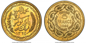 French Protectorate. Muhammad al-Amin Bey aluminum-bronze Piefort Essai Specimen 5 Francs 1946-(a) SP65 PCGS, Paris mint, KM-PE5, Lec-310. Mintage: 10...