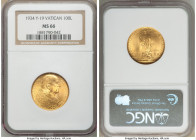 Pius XI gold "Jubilee" 100 Lire 1933-34 MS66 NGC, KM19. Jubilee issue. AGW 0.2546 oz. 

HID09801242017

© 2020 Heritage Auctions | All Rights Rese...
