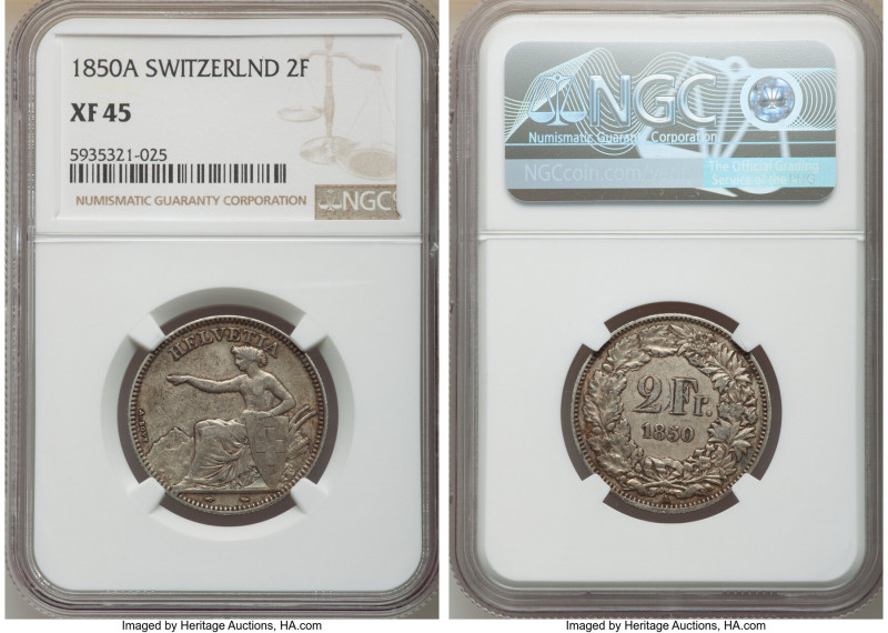 Pair of Certified Assorted Issues NGC, 1) Switzerland: Confederation 2 Francs 18...