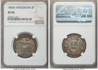 Pair of Certified Assorted Issues NGC, 1) Switzerland: Confederation 2 Francs 1850-A - XF45, Bern mint, KM10 2) Great Britain: George III 1/2 Penny 18...
