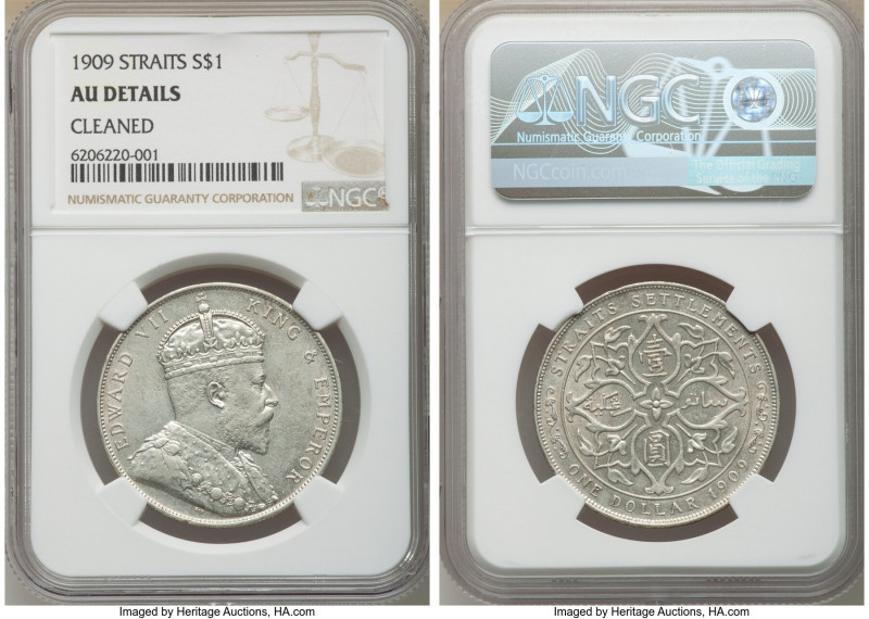 Pair of Certified Assorted Dollars NGC, 1) Straits Settlements: British Colony. ...