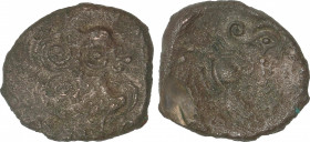 Ancient Greece
Estátera. 100-50 a.C. CELTAS, NORESTE DE GALIA. ARMORICA. Anv.: Cabeza a derecha. Rev.: Carro a derecha, jabalí debajo. 5,5 grs. 5,5 g...