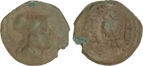 Ancient Greece
Triens. 193-150 a.C. BRUTTIUM, Vibo Valentia (Hipponion). 3,14 grs. AE. Ex CNG 233, lote 95. Ligera pátina verde. ESCASA. HN Italy-226...