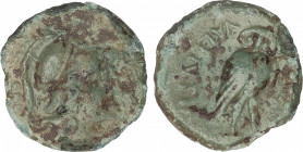 Ancient Greece
Triens. 193-150 a.C. BRUTTIUM. Vibo Valentia (Hipponion). Anv.: Cabeza de Atenea con casco a derecha. Rev.: VALENTIA. Buho estante a d...