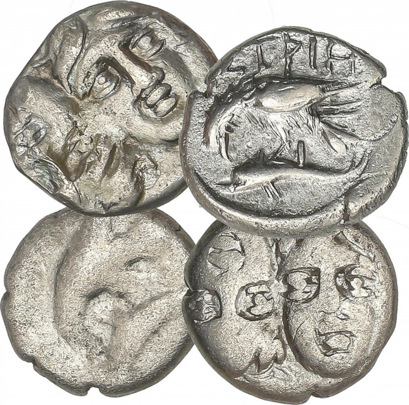 Ancient Greece
Lote 4 monedas 1/4 Estátera. 400-350 a.C. ISTROS. TRACIA. Anv.: ...