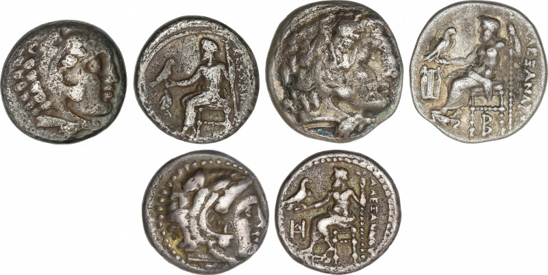Ancient Greece
Lote 3 monedas Dracma. ALEJANDRO MAGNO. AR. Tipo Zeus entronizad...