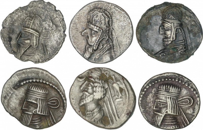 Ancient Greece
Lote 6 monedas Dracma. ARTABANOS II, GOTARCES II, ORODES I, PHRA...