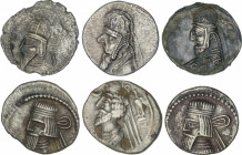 Ancient Greece
Lote 6 monedas Dracma. ARTABANOS II, GOTARCES II, ORODES I, PHRAATES IV y VOLOGASES VI. PARTIA. AR. A EXAMINAR. MBC- a MBC+.