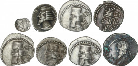Ancient Greece
Lote 8 monedas Óbolo y Dracma (7). ARTABANOS III, MITHRADETES I, OSROES II, PHRAATES IV y SINATRUCES. AR. A EXAMINAR. BC a EBC.
