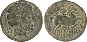 Celtiberian Coins
As. 120-20 a.C. BELIGIOM (BELCHITE, Zaragoza). Anv.: Cabeza barbada a derecha, detrás letra ibérica Be. Rev.: Jinete con lanza a de...