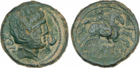Celtiberian Coins
As. 120-80 d.C. BORNESCON (Zona de ARAGÓN). Anv.: Cabeza masculina a derecha, detrás letras ibéricas BoRN. Rev.: Jinete con lanza, ...