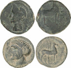 Celtiberian Coins
Lote 2 monedas Calco. 220-205 a.C. CARTAGONOVA (CARTAGENA, Murcia). AE. Pátina verde. AB-530, 552. MBC.