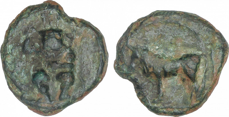 Celtiberian Coins
1/4 Calco. 300-200 a.C. EBUSUS (IBIZA). Anv.: Bes de frente c...