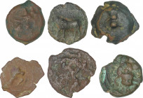 Celtiberian Coins
Lote 6 monedas 1/8 Calco. EBUSUS (IBIZA). AE. Diferentes tipos clasificables. A EXAMINAR. BC a MBC-.