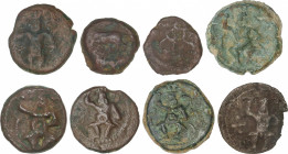 Celtiberian Coins
Lote 8 monedas 1/4 Calco. EBUSUS (IBIZA). AE. Diferentes tipos clasificables. A EXAMINAR. BC a MBC-.