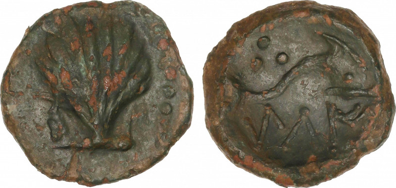 Celtiberian Coins
Cuadrante. 120-20 a.C. GILI (GILET, Valencia). Anv.: Concha. ...