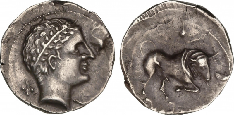 Celtiberian Coins
Dracma. 300-200 A.C. ARSGITAR (SAGUNTO, Valencia). Anv.: Cabe...