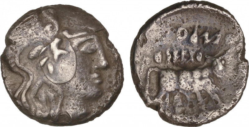 Celtiberian Coins
Dracma. 300-200 a.C. ARSGITAR (SAGUNTO, Valencia). Anv.: Cabe...