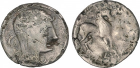 Celtiberian Coins
Dracma forrado. 170-20 a.C. ARSGITAR (SAGUNTO, Valencia). Anv.: Cabeza imberbe laureada a derecha. Rev.: Toro parado, encima láurea...