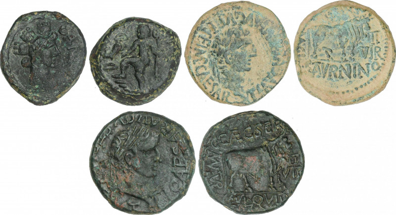 Celtiberian Coins
Lote 3 monedas Semis y As (2). CALAGURRIS, CARTEIA y TURIASO....