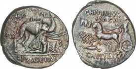 Roman Coins
Republic
Denario. 58 a.C. AEMILIA-8. M. Aemilius Scaurus y Pub. Plautius Hypsaeus. Anv.: (M. SCAVR). AED. CVR. EX S. C. REX. ARETAS. El ...