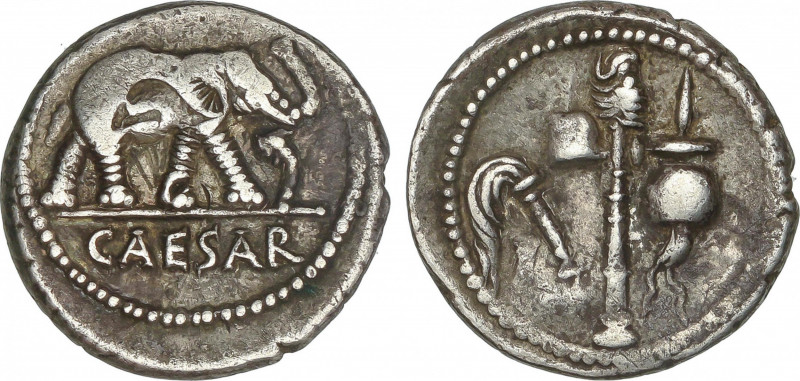 Roman Coins
Empire
Denario. Acuñada el 54-51 a.C. JULIO CESAR. Anv.: Elefante ...