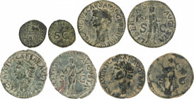Roman Coins
Empire
Lote 4 monedas Cuadrante y As (3). Acuñadas el 41-42 d.C. CLAUDIO. AE. El cuadrante tipo Balanza, los Ases 2x tipo LIBERTAS AVGVS...