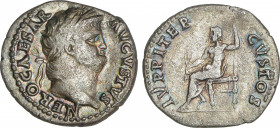 Roman Coins
Empire
Denario. Acuñada el 63-68 d.C. NERÓN. Anv.: NERO CAESAR AVGVSTVS. Cabeza laureada de Nerón a derecha. Rev.: IVPPITER CVSTOS. Júpi...