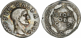 Roman Coins
Empire
Denario. Acuñada el 68-69 d.C. GALBA. Anv.: IMP. SER. GALBA. AVG. Cabeza descubierta de Galba a derecha. Rev.: S.P.Q.R. OB. C. S....