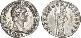 Roman Coins
Empire
Denario. Acuñada el 91-92 d.C. DOMICIANO. Anv.: IMP. CAES. DOMIT. AVG. GERM. P. M. Tr. P. XI. Cabeza laureada a derecha. Rev.: IM...
