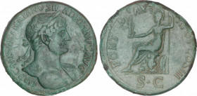 Roman Coins
Empire
Sestercio. Acuñada el 119-121 d.C. ADRIANO. Anv.: IMP CAESAR TRAIANVS HADRIANVS AVG. Busto laureado a derecha. Rev.: PONT MAX TR ...