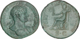 Roman Coins
Empire
Sestercio. Acuñada el 119-121 d.C. ADRIANO. Anv.: IMP CAESAR TRAIANVS HADRIANVS AVG. Busto laureado a derecha. Rev.: PONT MAX TR ...