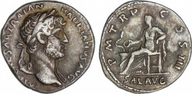 Roman Coins
Empire
Denario. Acuñada el 117-138 d.C. ADRIANO. Anv.: IMP. CAESAR TRAIAN. HADRIANVS AVG. Busto laureado a derecha. Rev.: SALVS AVG. P. ...