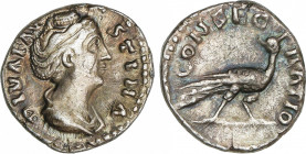 Roman Coins
Empire
Denario. Acuñada posterior al 141 d.C. FAUSTINA MADRE. Anv.: DIVA FAVSTINA. Busto a derecha. Rev.: CONSECRATIO. Pavo Real en marc...