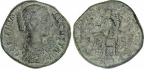 Roman Coins
Empire
Sestercio. Acuñada el 177-182 d.C. CRISPINA. Anv.: CRISPINA AVGVSTA. Busto a derecha. Rev.: CONCORDIA S. C. Concordia sentada a i...