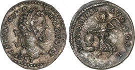 Roman Coins
Empire
Denario. Acuñada el 198-200 d.C. SEPTIMIO SEVERO. Anv.: L. SEPT. SEV. AVG. IMP. XI PART.MAX. Busto laureado a derecha. Rev.: VICT...