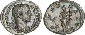 Roman Coins
Empire
Denario. Acuñada el 222-228 d.C. ALEJANDRO SEVERO. Anv.: IMP. C. M. AVR. SEV. ALEXAND. AVG. Busto laureado a derecha. Rev.: ANNON...