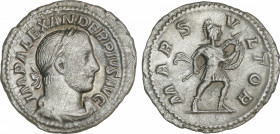 Roman Coins
Empire
Denario. Acuñada el 231-235 d.C. ALEJANDRO SEVERO. Anv.: IMP. ALEXANDER PIVS AVG. Busto laureado a derecha. Rev.: MARS VLTOR. Mar...