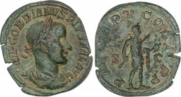 Roman Coins
Empire
Sestercio. Acuñada el 241-243 d.C. GORDIANO III. Anv.: IMP. GORDIANVS PIVS FEL. AVG. Busto laureado a derecha. Rev.: P. M. TR. P....
