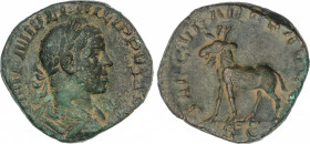 Roman Coins
Empire
Sestercio. Acuñada el 248 d.C. FILIPO I. Anv.: IMP.M.IVL.PHILIPPVS AVG. Busto a derecha. Rev.: SAECVLARES AVGG S.C. Antilope a iz...