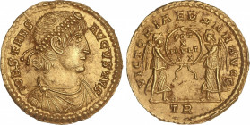 Roman Coins
Empire
Sólido. Acuñada el 348-350 d.C. CONSTANTE. TREVERI. Anv.: CONSTANS AVGVSTVS. Busto diademado, drapeado y acorazado a derecha. Rev...