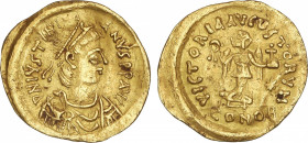 Byzantine Coins
Tremissis. JUSTINIANO I. CONSTANTINOPLA. Anv.: D. N. IVSTINIANVS P. P. AVG. Busto diademado a derecha. Rev.: VICTORIA AVGVSTORVM. En ...