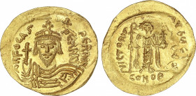 Byzantine Coins
Sólido. (602-610 d.C). FOCAS. CONSTANTINOPLA. Anv.: D. N. FOCAS PERP. AVG. Busto acorazado y barbado de frente. Rev.: VICTORIA AVG Y ...