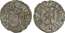 Medieval Coins
Catalonia-Aragon
Dinero. FERRAN II. ZARAGOZA. Anv.: F: DI: G: R: S detrás del busto. Rev.: +ARAGONVM: VAL. 0,53 grs. Ve. AC-24; Cru.V...