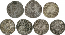 Medieval Coins
Catalonia-Aragon
Lote 7 monedas Diner. JAUME I y II. ARAGÓN, BARCELONA, MALLORCA, VALENCIA. Ve. A EXAMINAR. BC a MBC+.