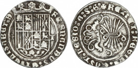 Spanish Monarchy
Ferdinand and Isabella
Real. TOLEDO. Anv.: + - Escudo - T. Rev.: 6 flechas. 3,20 grs. (Pequeña grieta). AC-465. MBC.