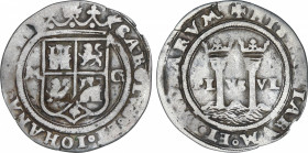 Spanish Monarchy
Joanna and Charles
1 Real. S/F. MÉXICO. Anv.: M- Escudo- G. 2,91 grs. AC-65. MBC-.